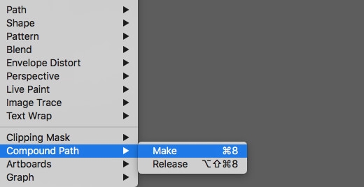 convert the outlined text into a compound path