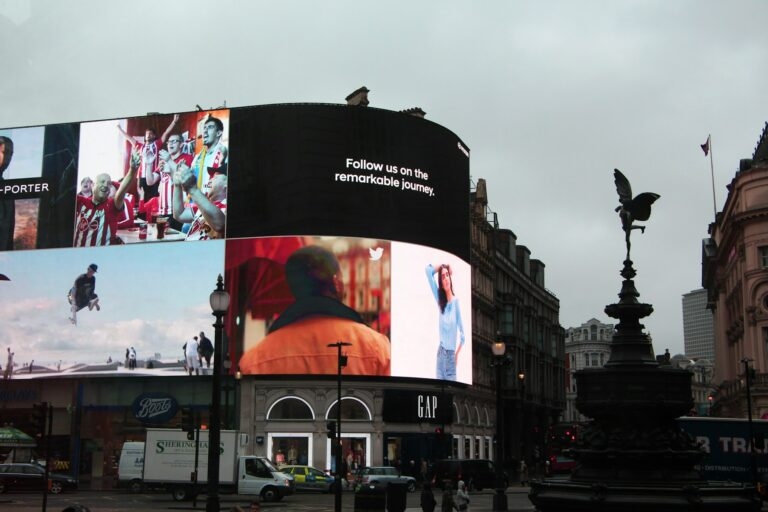 Piccadilly Circus animated advertising signage in central London