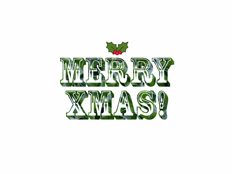 Merry Xmas text cut-out using clipping masks in Adobe Illustrator